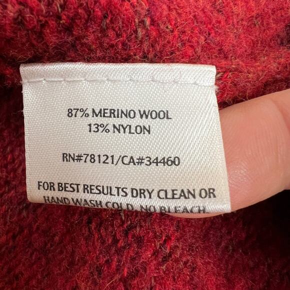 Eileen Fisher Cardigan Italian Merino Wool Blend Large Button Short Sleeve Red - Picture 7 of 10